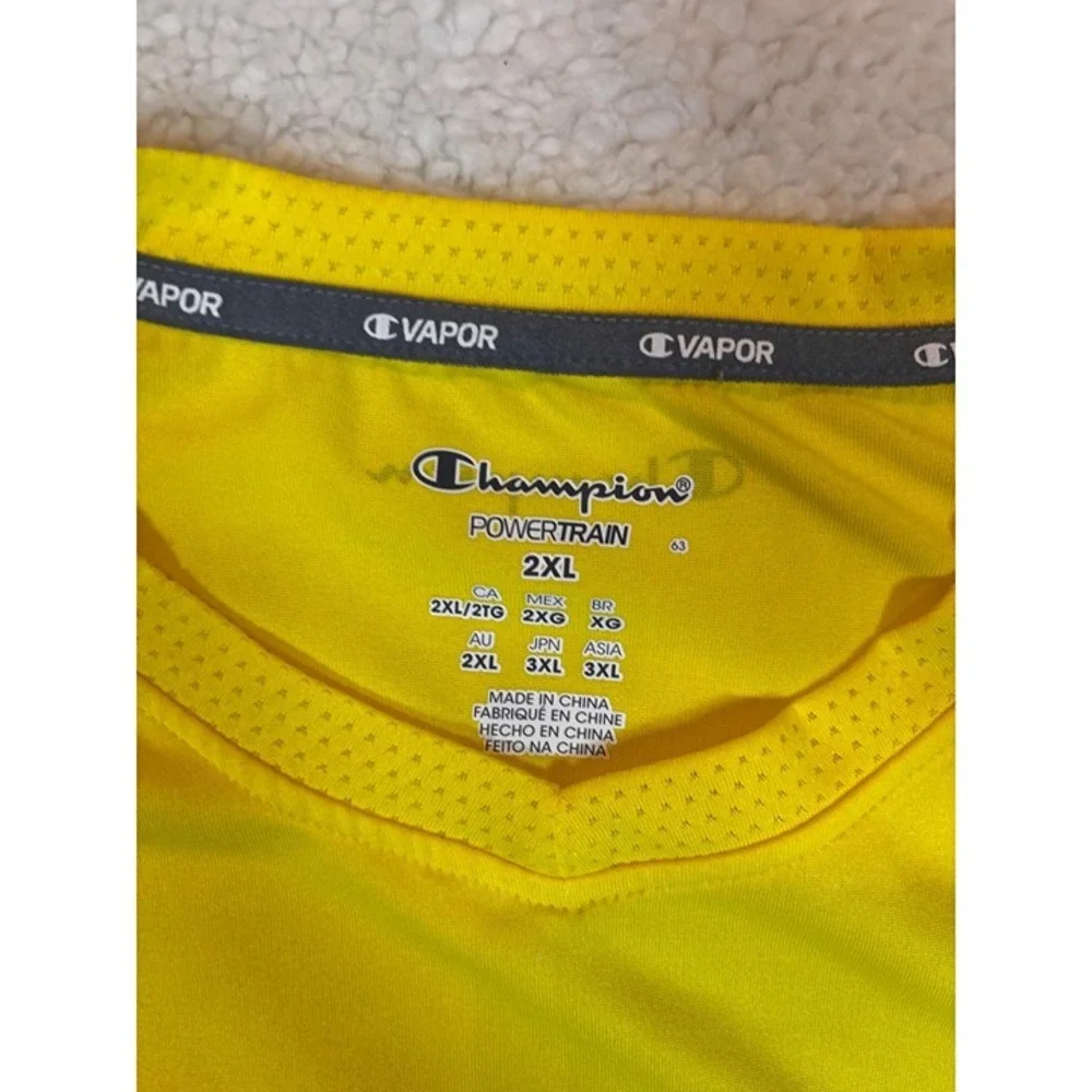 Champion Powertrain Vapor Shirt Mens 2XL Yellow Grey Excellent Performance Tee - Picture 9 of 12